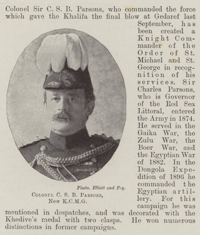 Colonel C S B Parsons, New KCMG by English Photographer