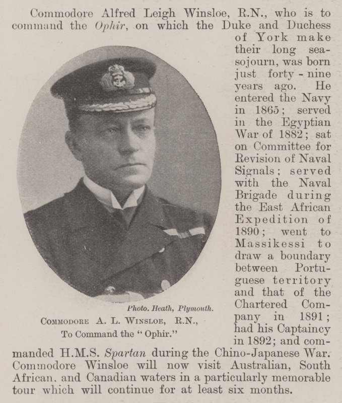 Commodore A L Winsloe, RN, to Command the Ophir by English Photographer