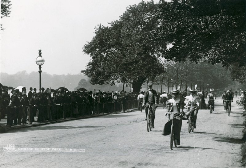 Cycling in Hyde Park, c. 1895 by English Photographer