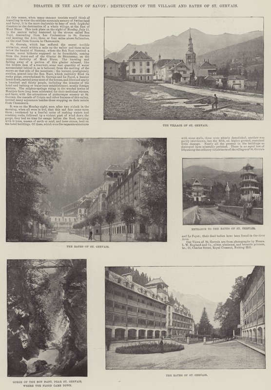 Disaster in the Alps of Savoy, Destruction of the Village and Baths of St Gervais by English Photographer