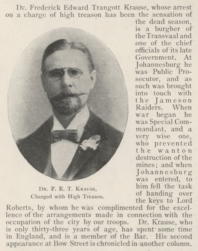 Dr F E T Krause, Charged with High Treason by English Photographer