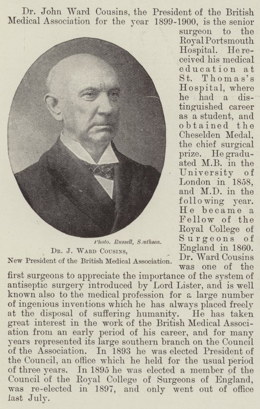 Dr J Ward Cousins, New President of the British Medical Association by English Photographer