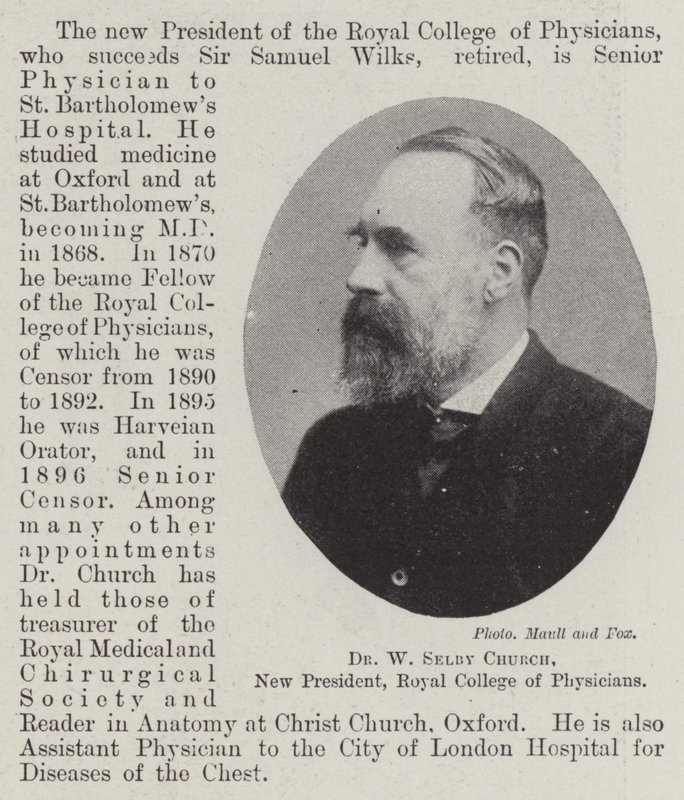 Dr W Selby Church, New President, Royal College of Physicians by English Photographer