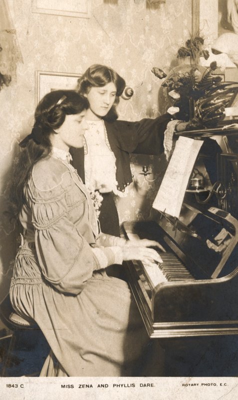 English Stage Actresses and Singers, Zena Dare and Her Sister Phyllis Dare by English Photographer
