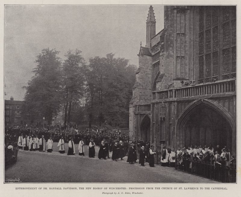 Enthronement of Dr Randall Davidson, the New Bishop of Winchester, Procession from the Church of St Lawrence to the Cathedral by English Photographer