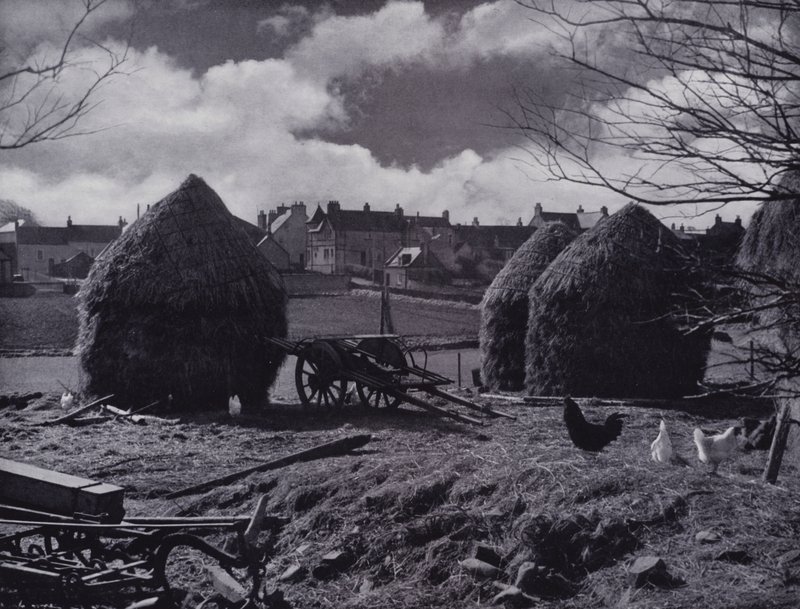 Farm stacks and village roofs at Oxton, Lauderdale by English Photographer