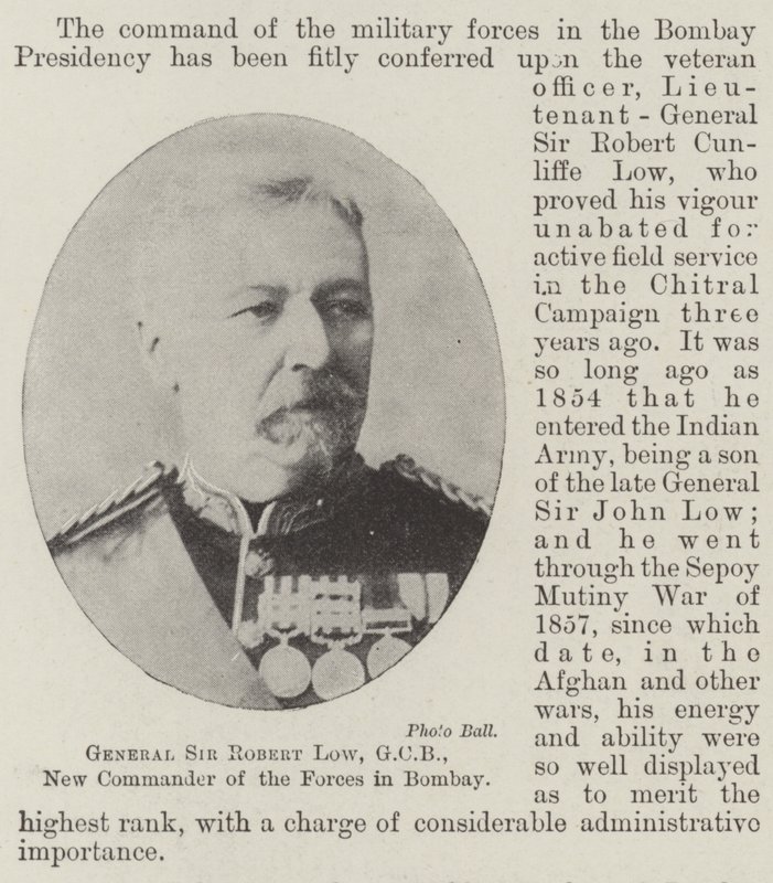 General Sir Robert Low, GCB, New Commander of the Forces in Bombay by English Photographer