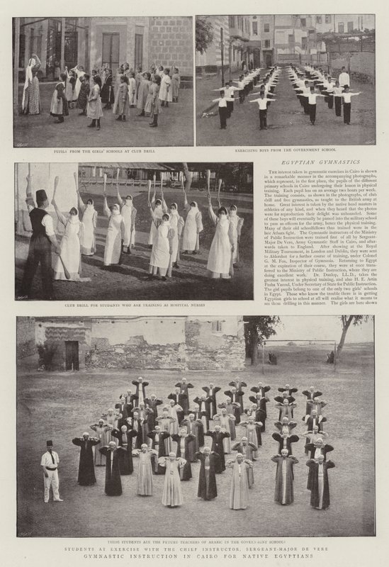 Gymnastic Instruction in Cairo for Native Egyptians by English Photographer
