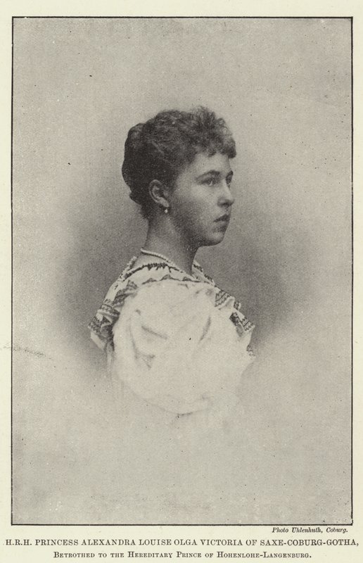 Princess Alexandra Louise Olga Victoria of Saxe-Coburg-Gotha, Betrothed to the Hereditary Prince of Hohenlohe-Langenburg by English Photographer