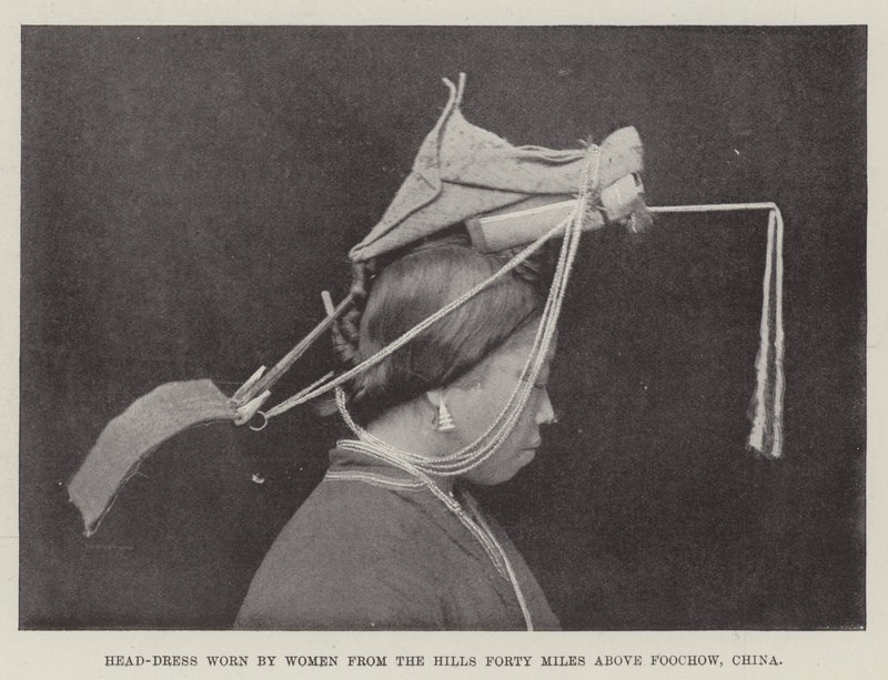 Head-Dress worn by Women from the Hills Forty Miles above Foochow, China by English Photographer