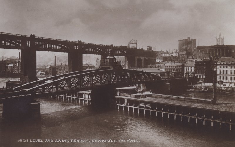 High Level and Swing Bridges, Newcastle-On-Tyne by English Photographer