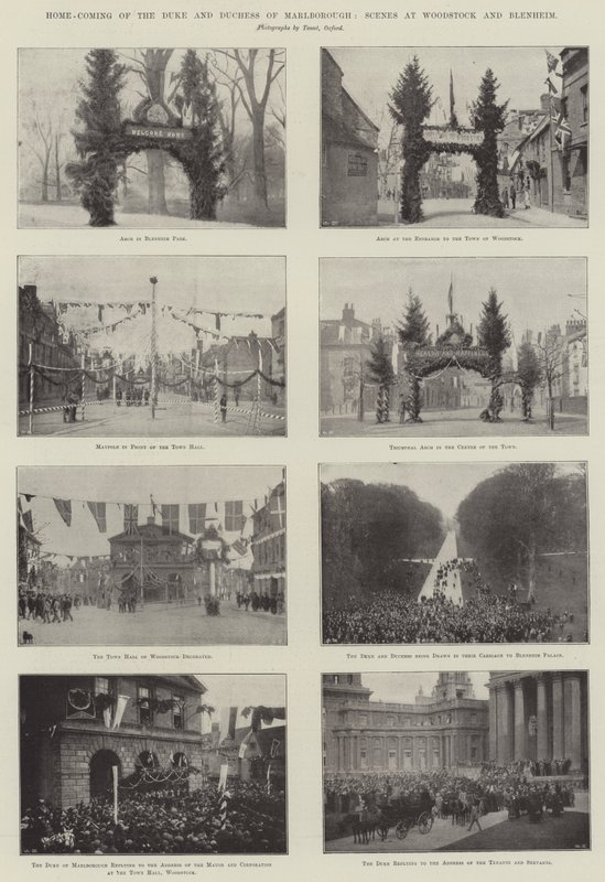 Home-Coming of the Duke and Duchess of Marlborough, Scenes at Woodstock and Blenheim by English Photographer