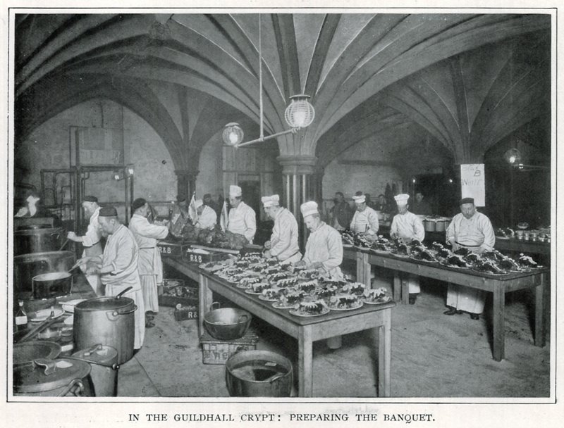 In the Guildhall Crypt: Preparing the Banquet by English Photographer
