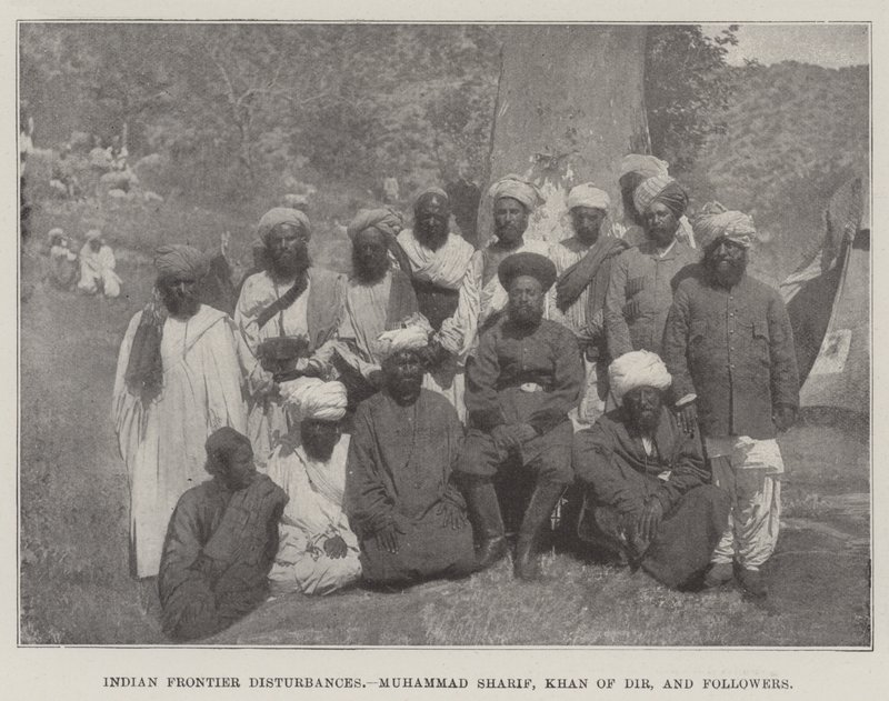 Indian Frontier Disturbances, Muhammad Sharif, Khan of Dir, and Followers by English Photographer
