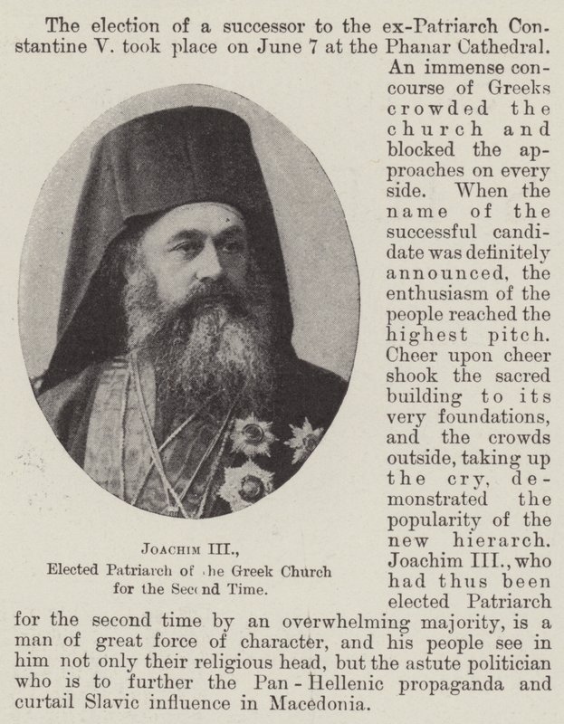Joachim III, elected Patriarch of the Greek Church for the Second Time by English Photographer