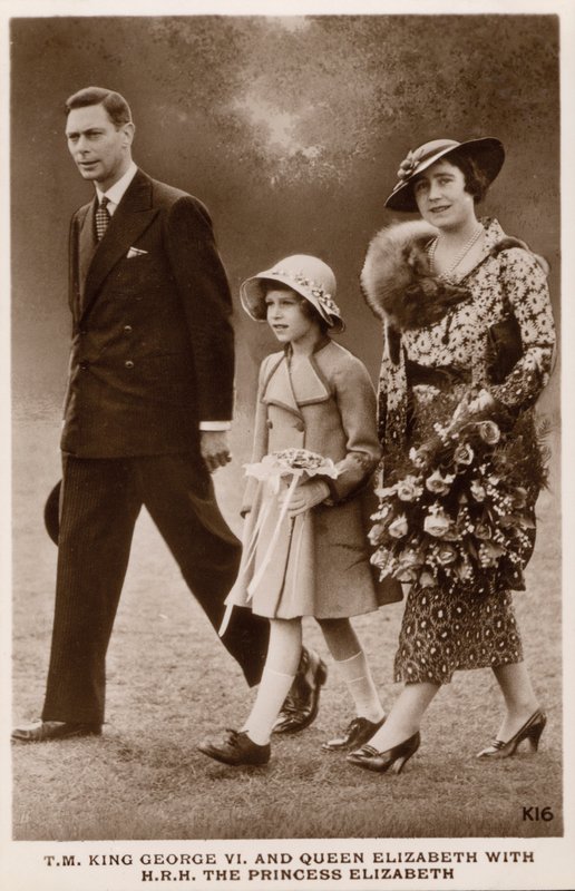 King George VI and Queen Elizabeth with their daughter Princess Elizabeth (later Queen Elizabeth II) by English Photographer