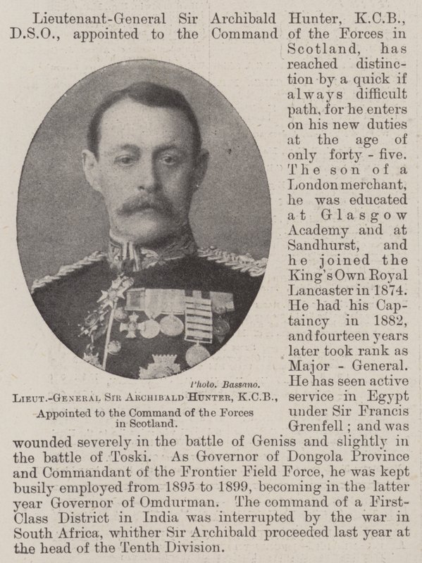 Lieutenant-General Sir Archibald Hunter, appointed to the Command of the Forces in Scotland by English Photographer