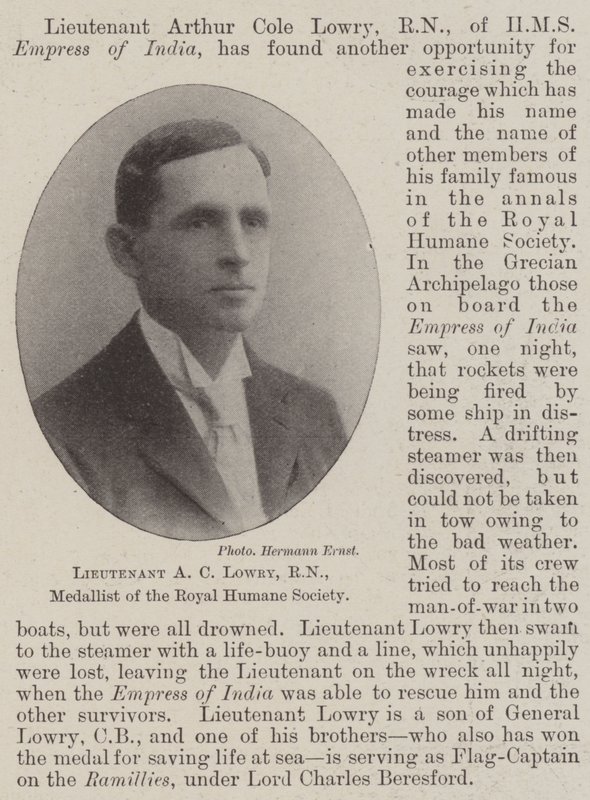 Lieutenant A C Lowry, RN, Medallist of the Royal Humane Society by English Photographer