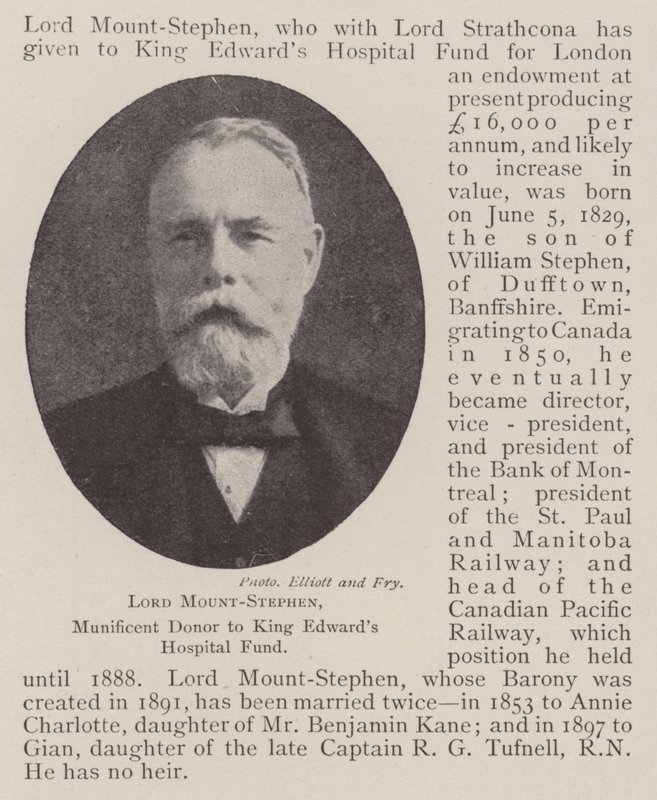Lord Mount-Stephen, Munificent Donor to King Edward