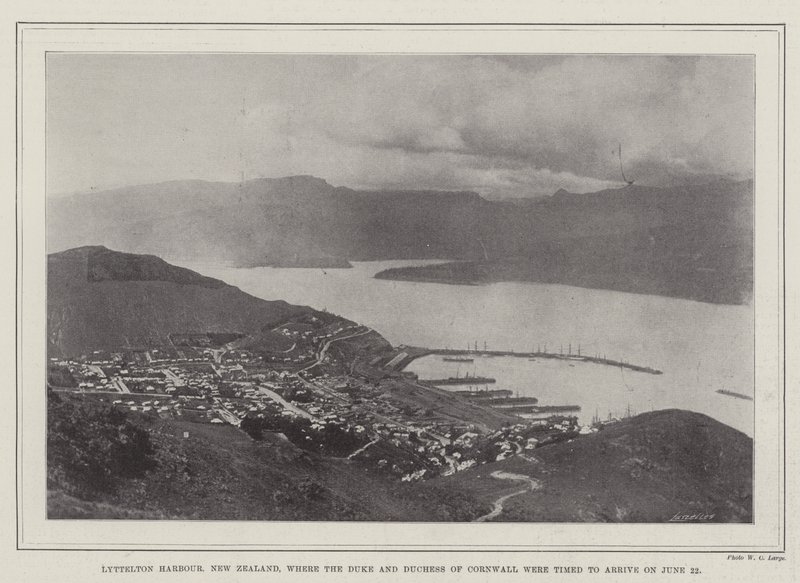 Lyttelton Harbour, New Zealand, where the Duke and Duchess of Cornwall were timed to arrive on 22 June by English Photographer