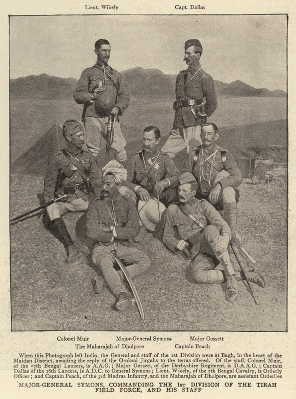 Major-General Symons, Commanding the 1st Division of the Tirah Field Force, and His Staff by English Photographer