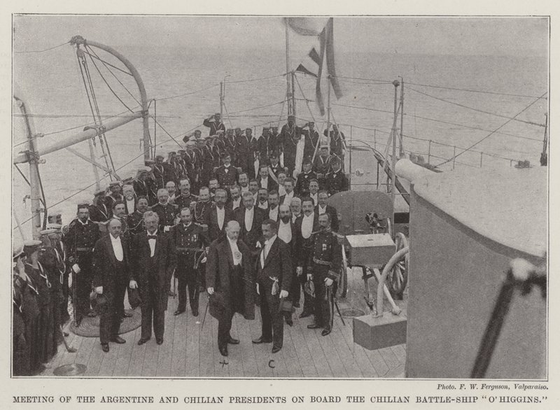 Meeting of the Argentine and Chilian Presidents on Board the Chilian Battle-Ship O