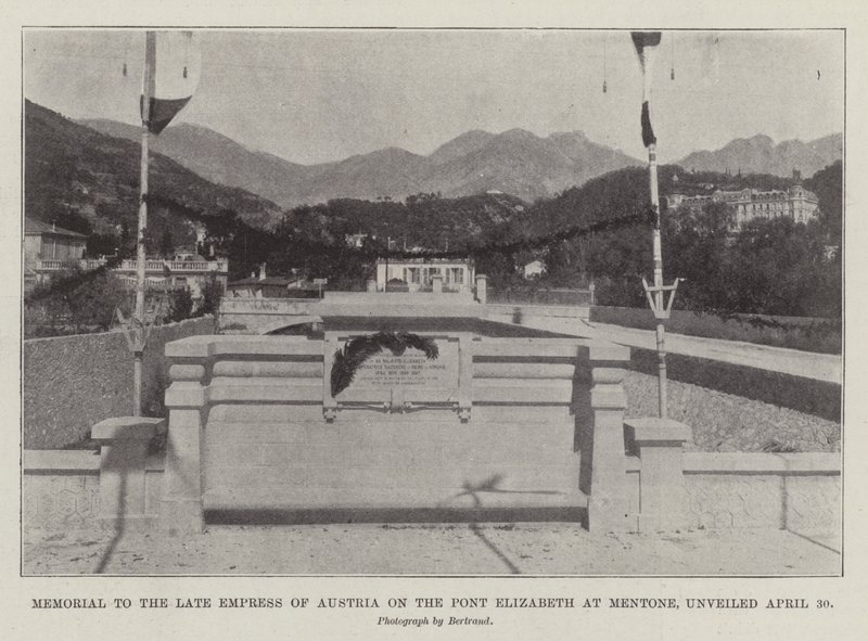 Memorial to the Late Empress of Austria on the Pont Elizabeth at Mentone, Unveiled 30 April by English Photographer