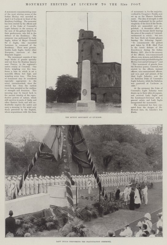Monument Erected at Lucknow to the 32nd Foot by English Photographer