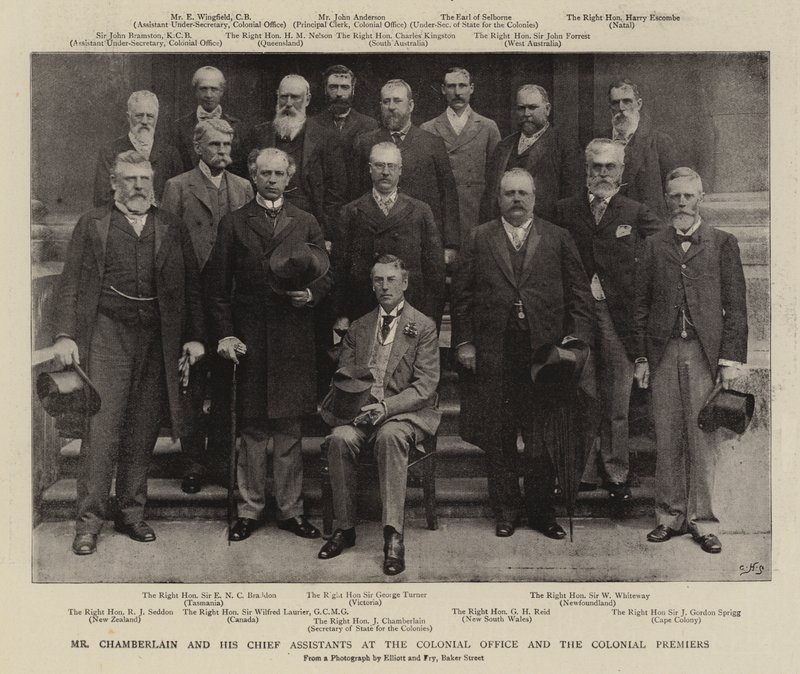 Mr Chamberlain and His Chief Assistants at the Colonial Office and the Colonial Premiers by English Photographer