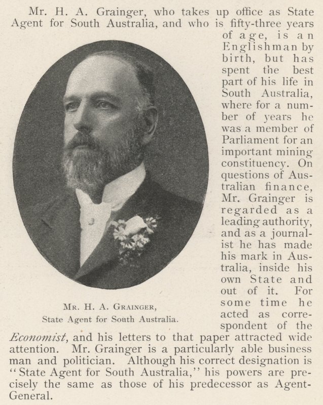 Mr H A Grainger, State Agent for South Australia by English Photographer