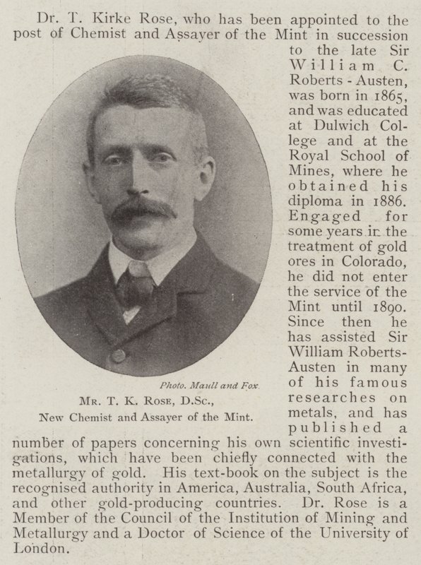 Mr T K Rose, DSc, New Chemist and Assayer of the Mint by English Photographer