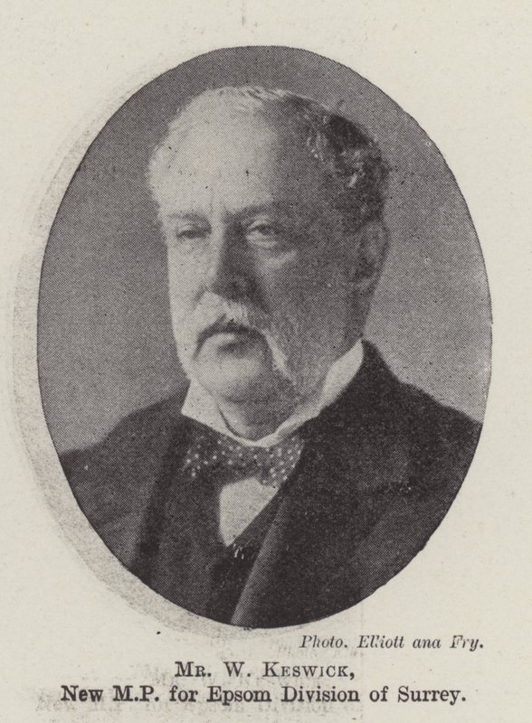 Mr W Keswick, New MP for Epsom Division of Surrey by English Photographer
