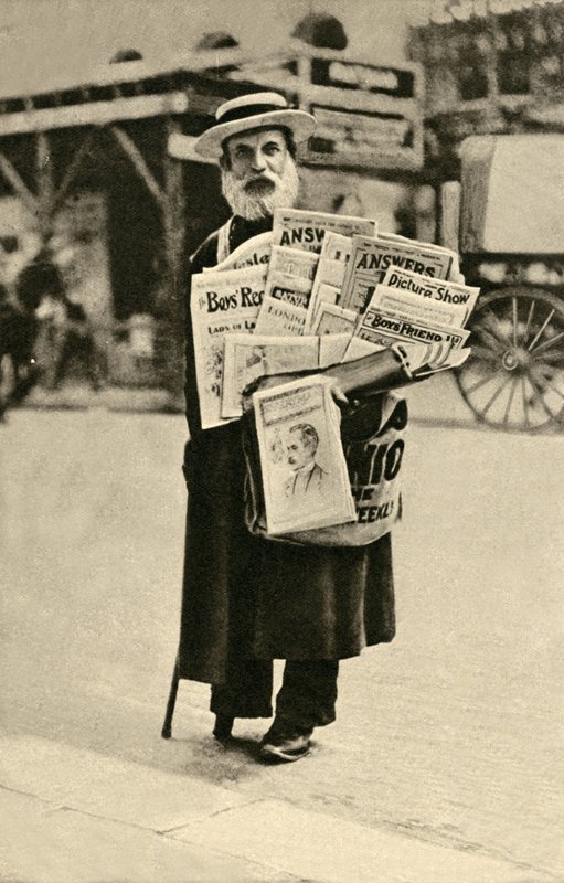 Newspaper vendor by English Photographer