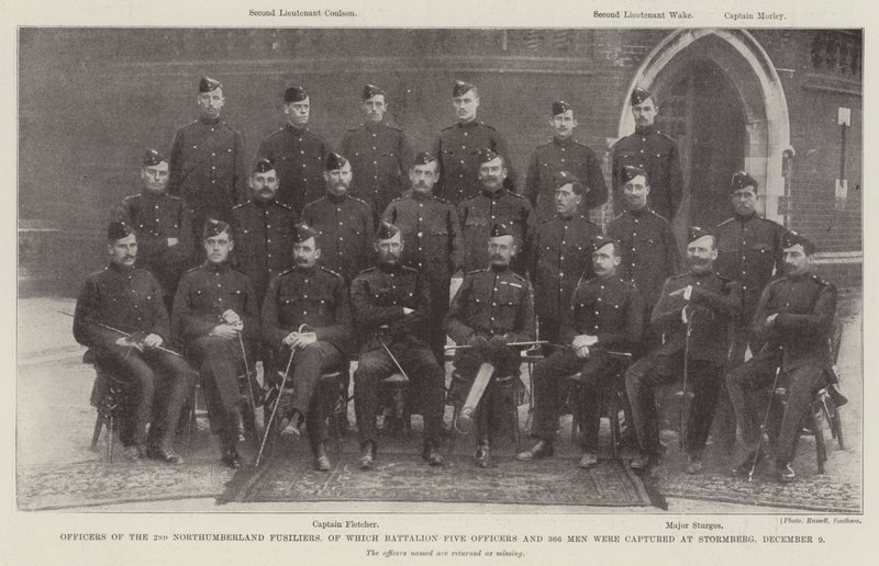Officers of the 2nd Northumberland Fusiliers, of which Battalion Five Officers and 366 Men were captured at Stormberg, 9 December by English Photographer