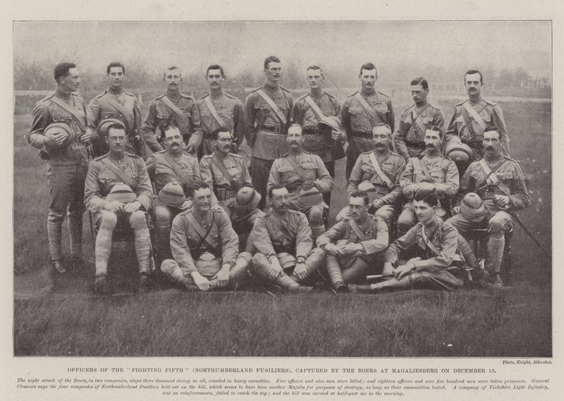 Officers of the Fighting Fifth (Northumberland Fusiliers), captured by the Boers at Magaliesberg on 13 December by English Photographer