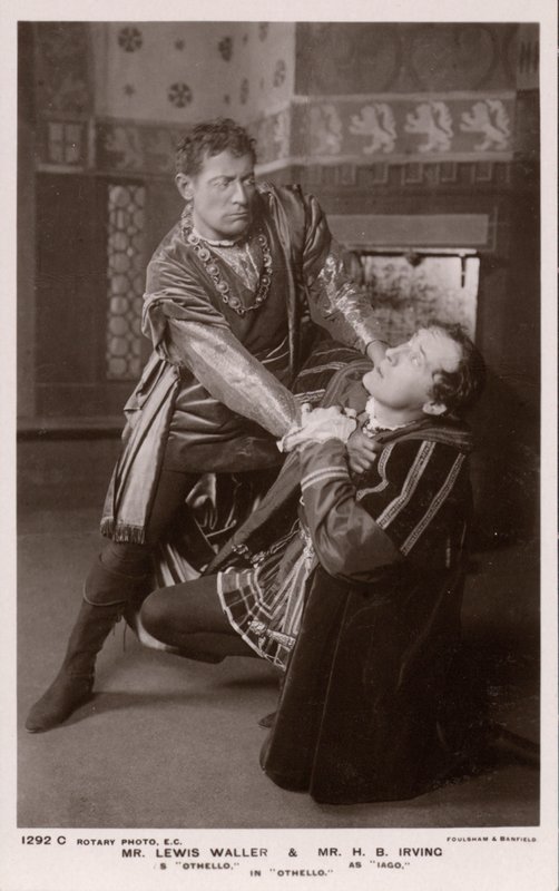 Othello throttling Iago, Lewis Waller and H B Irving by English Photographer