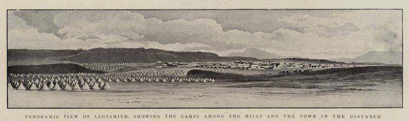 Panoramic View of Ladysmith, showing the Camps among the Hills and the Town in the Distance by English Photographer