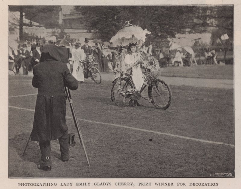 Photographing Lady Emily Gladys Cherry, prize winner for decoration by English Photographer