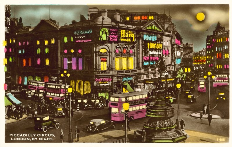 Piccadilly Circus, London, at night by English Photographer