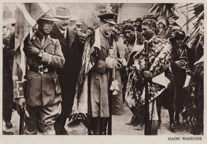 Prince of Wales with Maori warriors, New Zealand by English Photographer