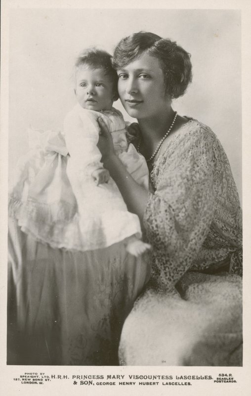 Princess Mary, Viscountess Lascelles, with her eldest son, George by English Photographer