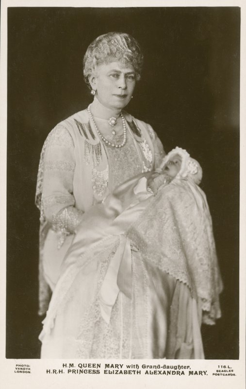 Queen Mary, consort of King George V, with her granddaughter, Princess Elizabeth by English Photographer
