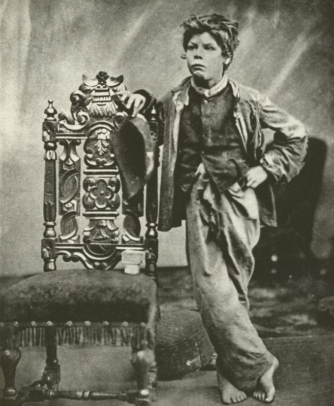 Ragged School Boy in 1860 by English Photographer