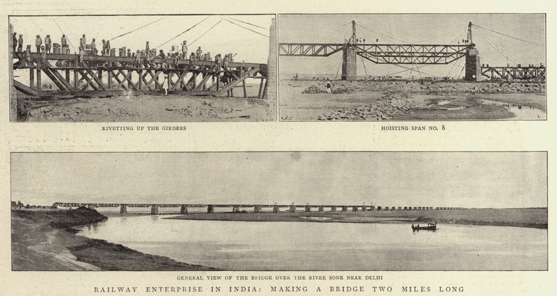Railway Enterprise in India, making a Bridge Two Miles Long by English Photographer