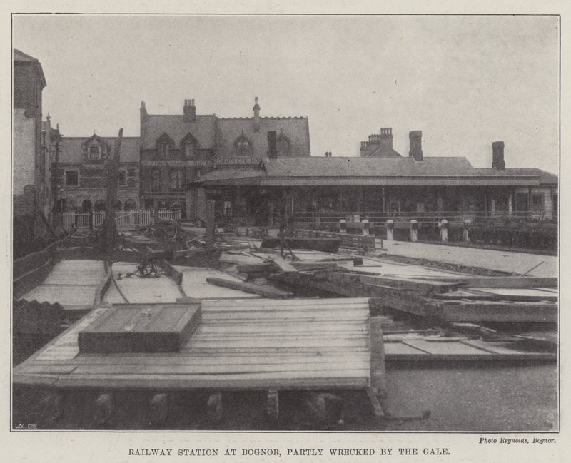 Railway Station at Bognor, Partly Wrecked by the Gale by English Photographer