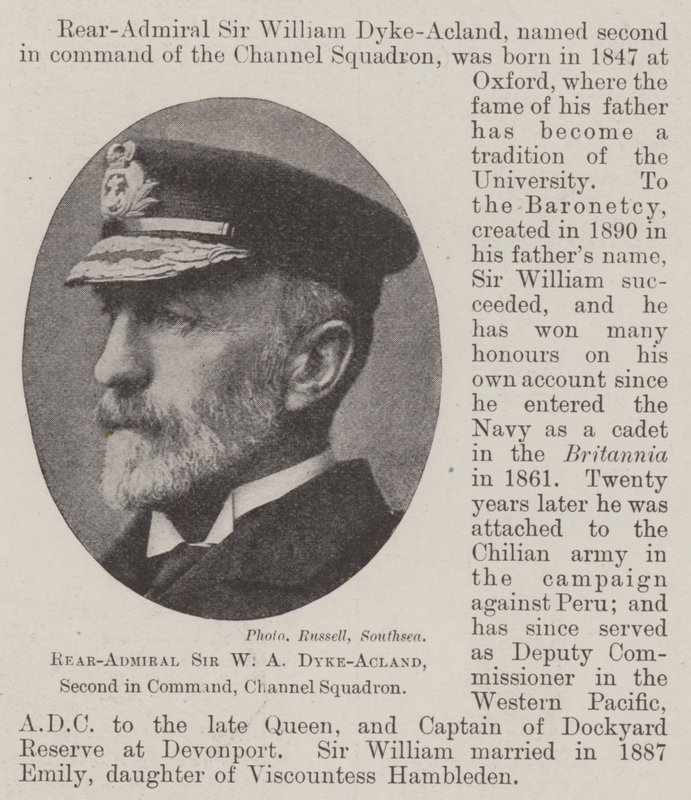 Rear-Admiral Sir W A Dyke-Acland, Second in Command, Channel Squadron by English Photographer
