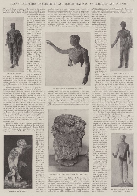 Recent Discoveries of Submerged and Buried Statuary at Cerigotto and Pompeii by English Photographer