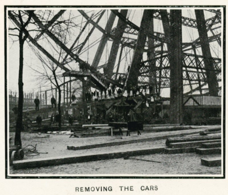 Removing the Great Wheel at Earls Court, London; Removing the Cars; From The Sphere, 13 April 1907 by English Photographer
