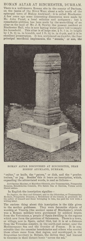 Roman Altar Discovered at Binchester, near Bishop Auckland, Durham by English Photographer