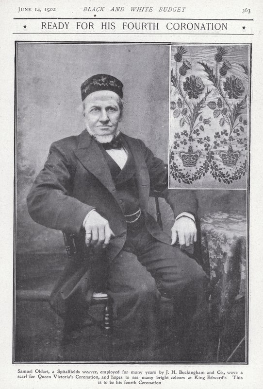 Samuel Oldart, weaver from Spitalfields, London, who wove a scarf for the coronation of Queen Victoria by English Photographer